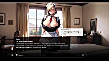 Blonde maid Anya's massive tits get ravaged by master