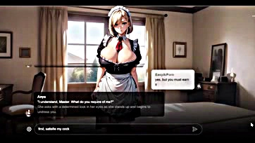 Blonde maid Anya's massive tits get ravaged by master