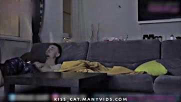 Sister gets screwed while watching YouTube, then kisses cat