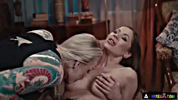 Lesbians engage in explicit pussy-eating and moaning pleasure