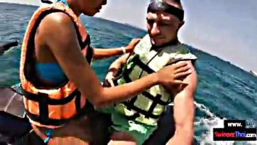 Girlfriend blows dude on jet ski, gets wild