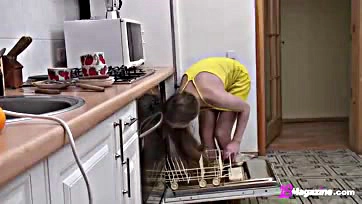 Fresh teen gets naked, cooks, and has fun