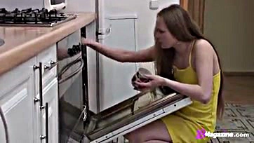 Fresh teen gets naked, cooks, and has fun