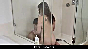 Sister caught masturbating with dildo in shower