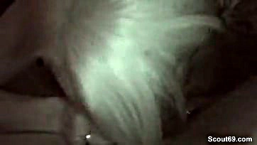 Man handles cock and balls in night vision video