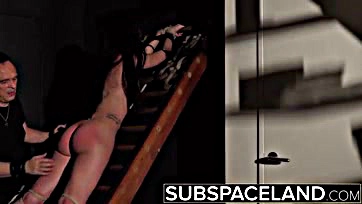 Slave swallows cum after intense BDSM bondage and spanking