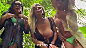 Fucking hell, Evelyn and friends getting wild in woods