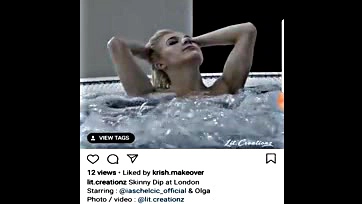 Model's massive tits exposed during impromptu London skinny dip