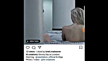 Model's massive tits exposed during impromptu London skinny dip