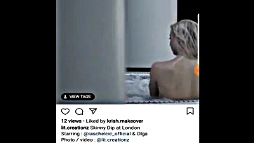 Model's massive tits exposed during impromptu London skinny dip