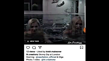 Model's massive tits exposed during impromptu London skinny dip