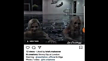 Model's massive tits exposed during impromptu London skinny dip