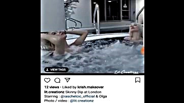 Model's massive tits exposed during impromptu London skinny dip