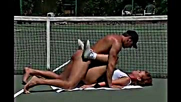 Girl gets ravished on court, pussy and ass exposed