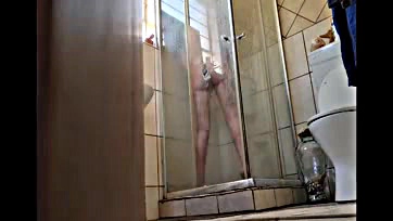 Stepmom caught jerking off with glass sex toy