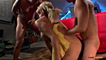 Blonde enjoys intense DP with rough sex