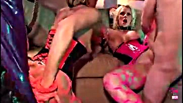 Blondes moan during intense anal sex and BDSM play