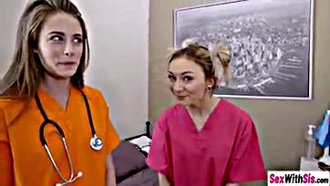 Nurse's sister sucks and gets deeply penetrated