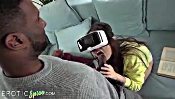 Asian girl plays VR game, gets oral and fucked