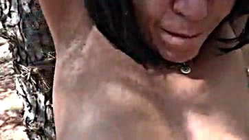 Stepson gets ravaged by horny stepmom's quickie outdoor sex