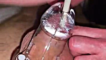 Man's chastity belt makes him hard for dick