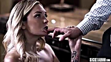 Blonde woman gets oral sex from a man