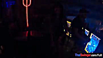 Asian chick gets wild after clubbing, gives sloppy head