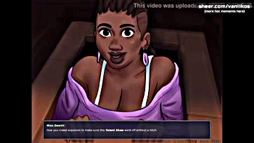 Blonde teen's hot boobs get sexy massage in game