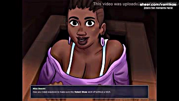 Blonde teen's hot boobs get sexy massage in game