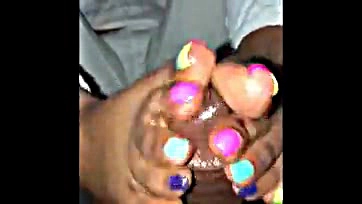 Sexy ebony foot job on localebonys