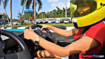 Teen Asian girl gets banged after racing karts