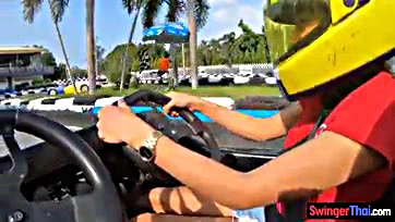 Teen Asian girl gets banged after racing karts