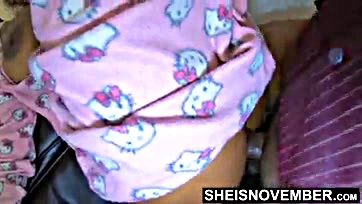 Black girl gets BBC creampie in Hello Kitty PJs