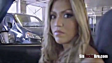 Foxy blonde stepsis learns driving, gear-shifting, and more