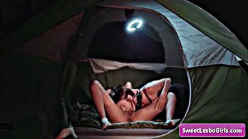 Lesbians Gianna and Shyla indulge in intimate nighttime encounter