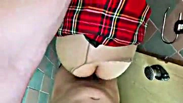 Stranger's pantyhose torn, doggy-style sex occurred in toilet