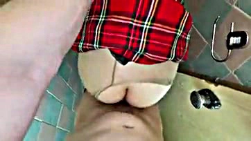 Stranger's pantyhose torn, doggy-style sex occurred in toilet