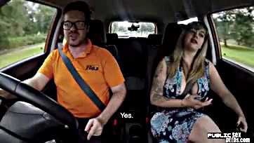 Car instructor brutally fucks mature woman in a vehicle