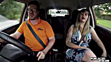 Car instructor brutally fucks mature woman in a vehicle