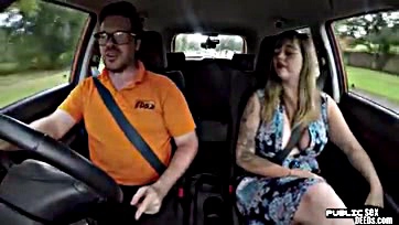 Car instructor brutally fucks mature woman in a vehicle