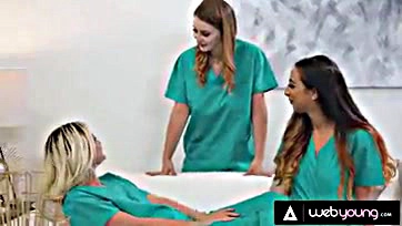 Nurse students engage in explicit lesbian threesome