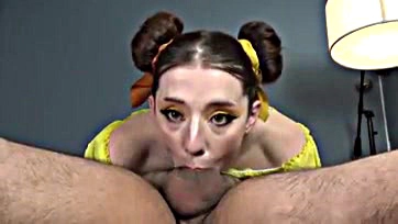 Chun Li gets extreme throat cum and facefuck