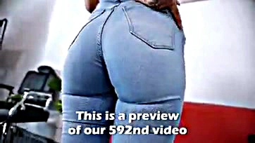 Sexy Latina deepthroats cock in tight jeans