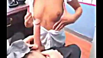 Blonde student blows professor in explicit oral sex