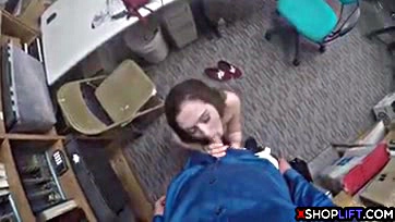 Teen thief caught, brutally screwed by mall cop's cock