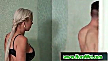 Sexy masseuse gets dude ready for some nasty rubdown