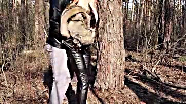 Woman gets brutally screwed outdoors in woods