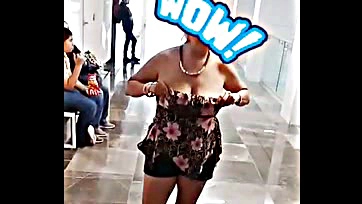 Laurita flaunts her tits on public street