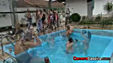 Slutty actresses party at pool, gets wild