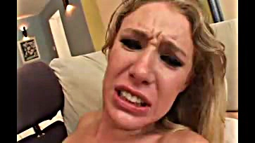 Blonde performs oral sex on two men's anuses